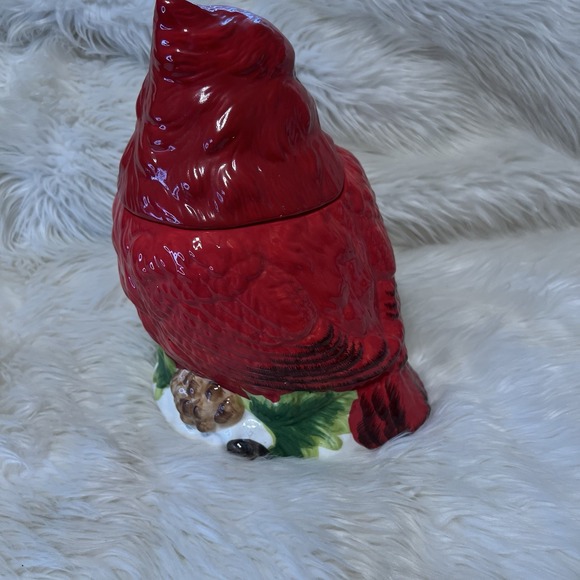 Mercuries Red Cardinal Red Bird Cookie Jar Hand Painted 11" Vintage China - Picture 4 of 16